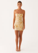 Moorey Beaded Mini Dress - Yellow